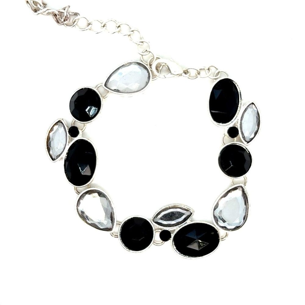 Black & Clear Rhinestones Bracelet (d) - Picture 1 of 5